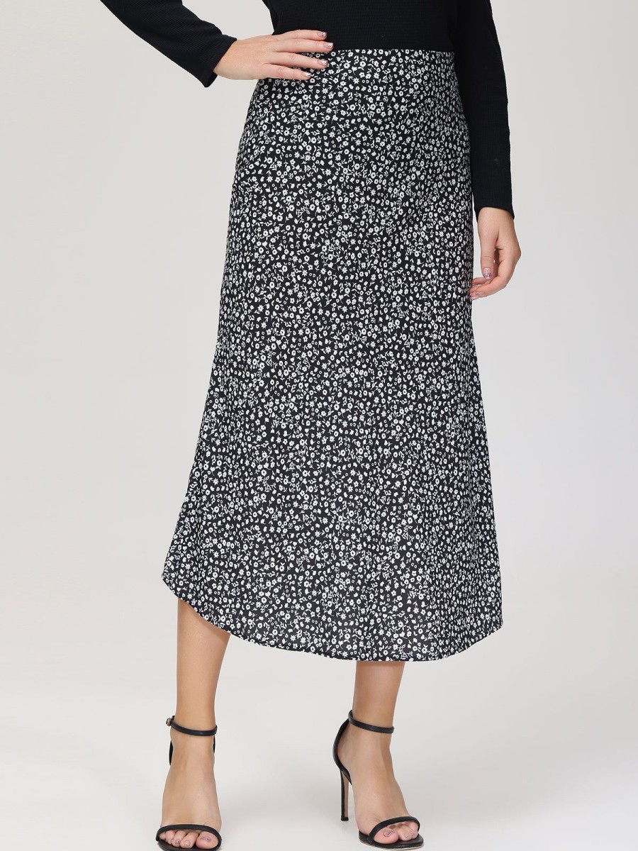 Women 89th + Madison Skirts | Floral Maxi Skirt Small Gift Black