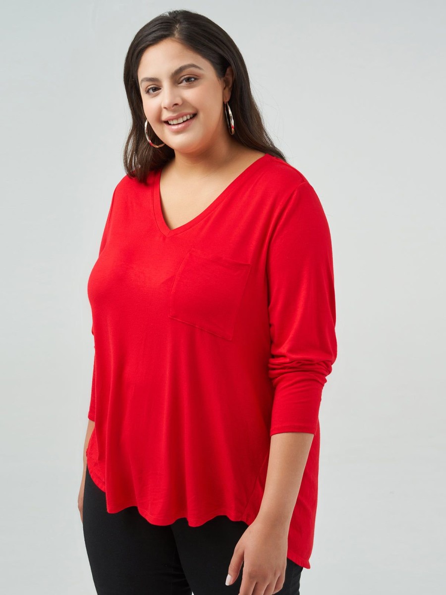 Women 89th + Madison Tops | V-Neck Pocket Front Tee