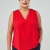 Women 89th + Madison Tops | V-Neck Smocked Shoulder Vest