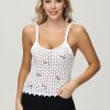 Women 89th + Madison Tops | Floral Embroidery Camisole White