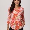 Women 89th + Madison Tops | Floral Notch Neck Blouse