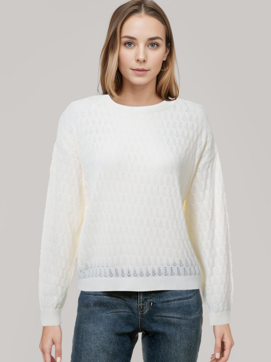 Women 89th + Madison Tops | Pointelle Drop Shoulder Pullover