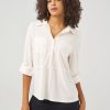 Women 89th + Madison Tops | 3/4 Sleeve Popover Blouse Cloud Dancer