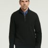 Men 89th + Madison | Ribbed Quarter Zip Sweater Black