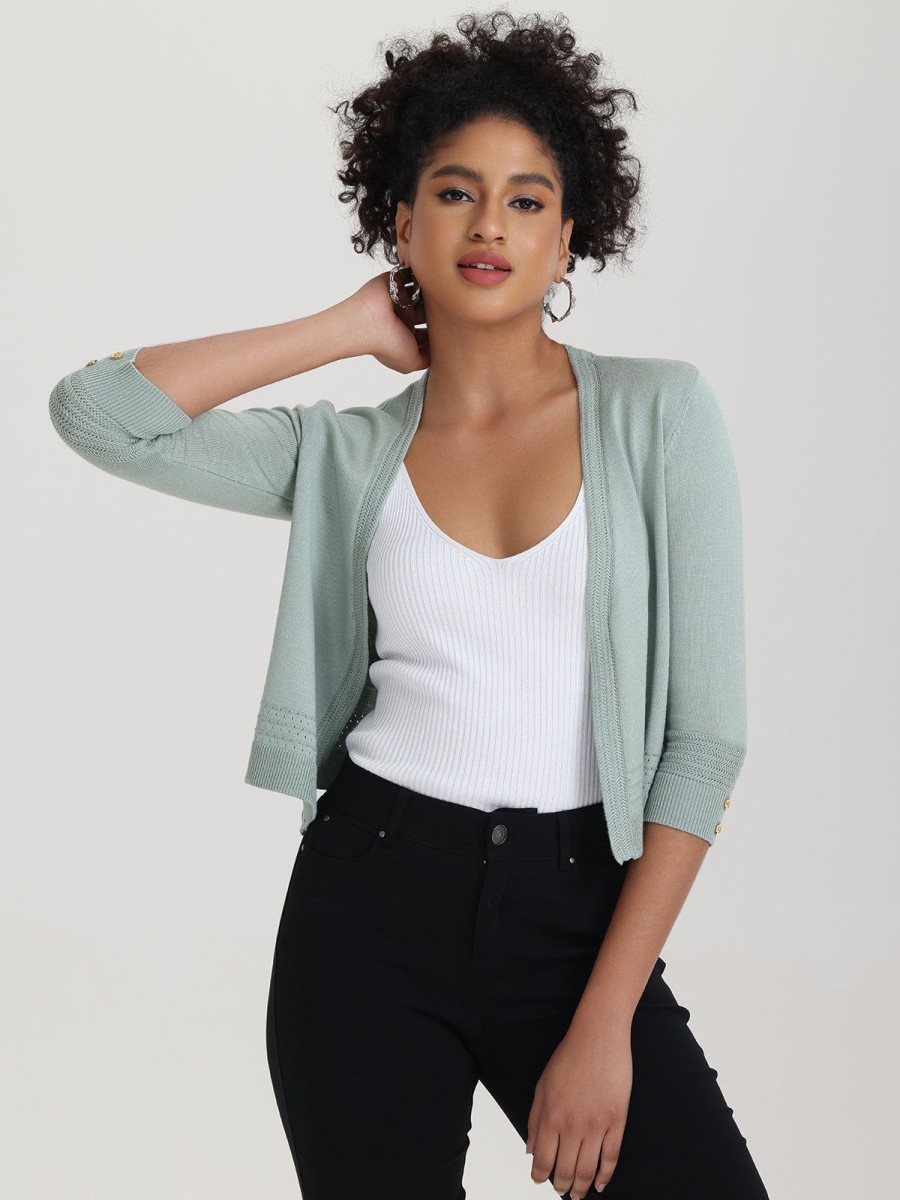 Women 89th + Madison Sweaters & Cardigans | Pointelle Trim Open Cardigan