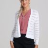 Women 89th + Madison Tops | Pointelle Open Front Cardigan Bleached White