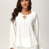 Women 89th + Madison Tops | Tie Neck Ruffle Cuff Long Sleeve Top Sugar Swizzle