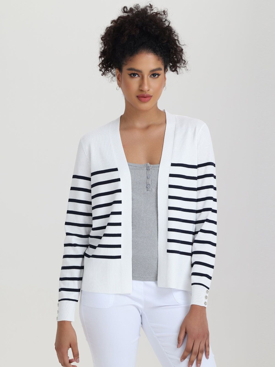 Women 89th + Madison Sweaters & Cardigans | Button Cuff Stripe Cardigan