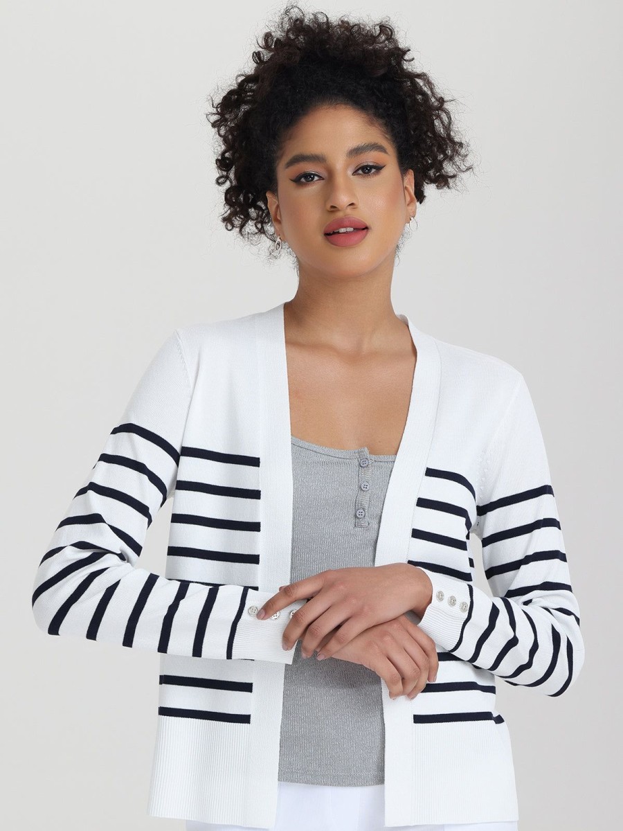 Women 89th + Madison Sweaters & Cardigans | Button Cuff Stripe Cardigan