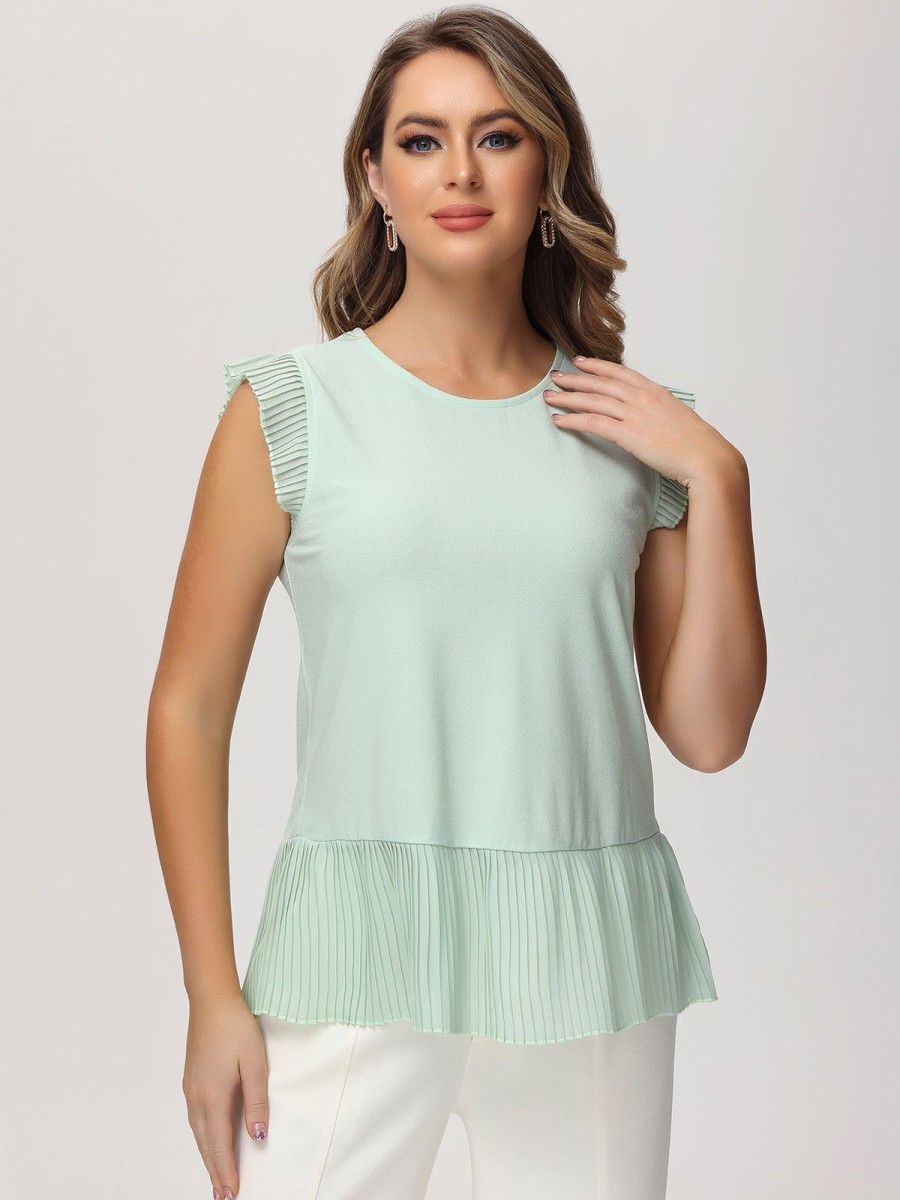 Women 89th + Madison Tops | Flutter Sleeve Mix Media Tank