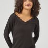 Women 89th + Madison Tops | V-Neck Lace Drop Shoulder Pullover