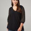 Women 89th + Madison Tops | Sweetheart Neck Ruched Sleeve Top