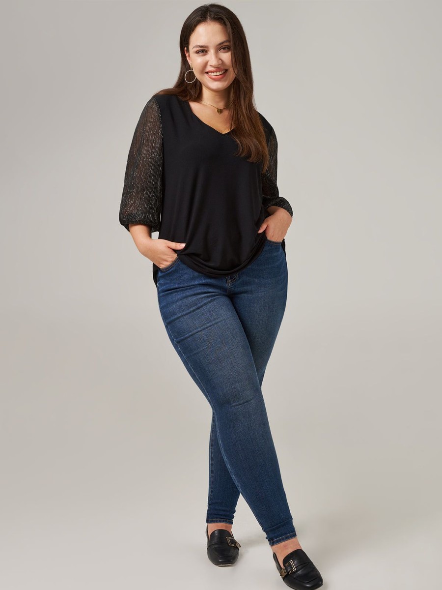 Women 89th + Madison Tops | Sweetheart Neck Ruched Sleeve Top