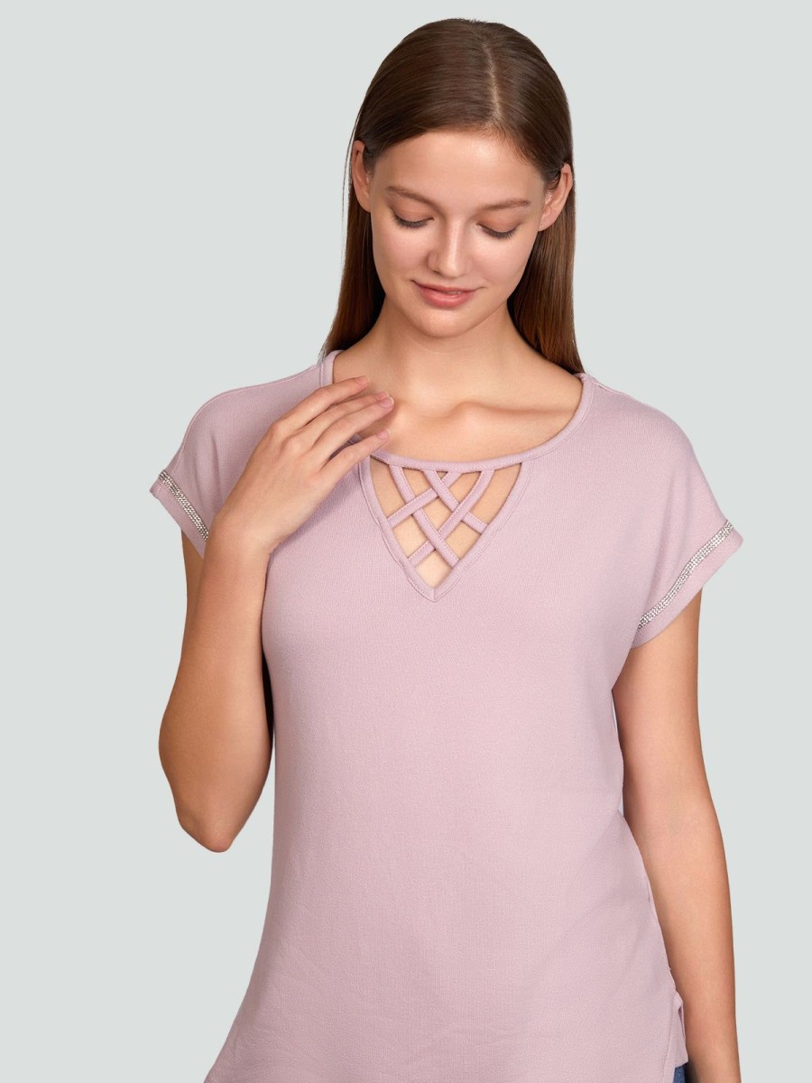 Women 89th + Madison Tops | Lace Up Crewneck Dolman Top