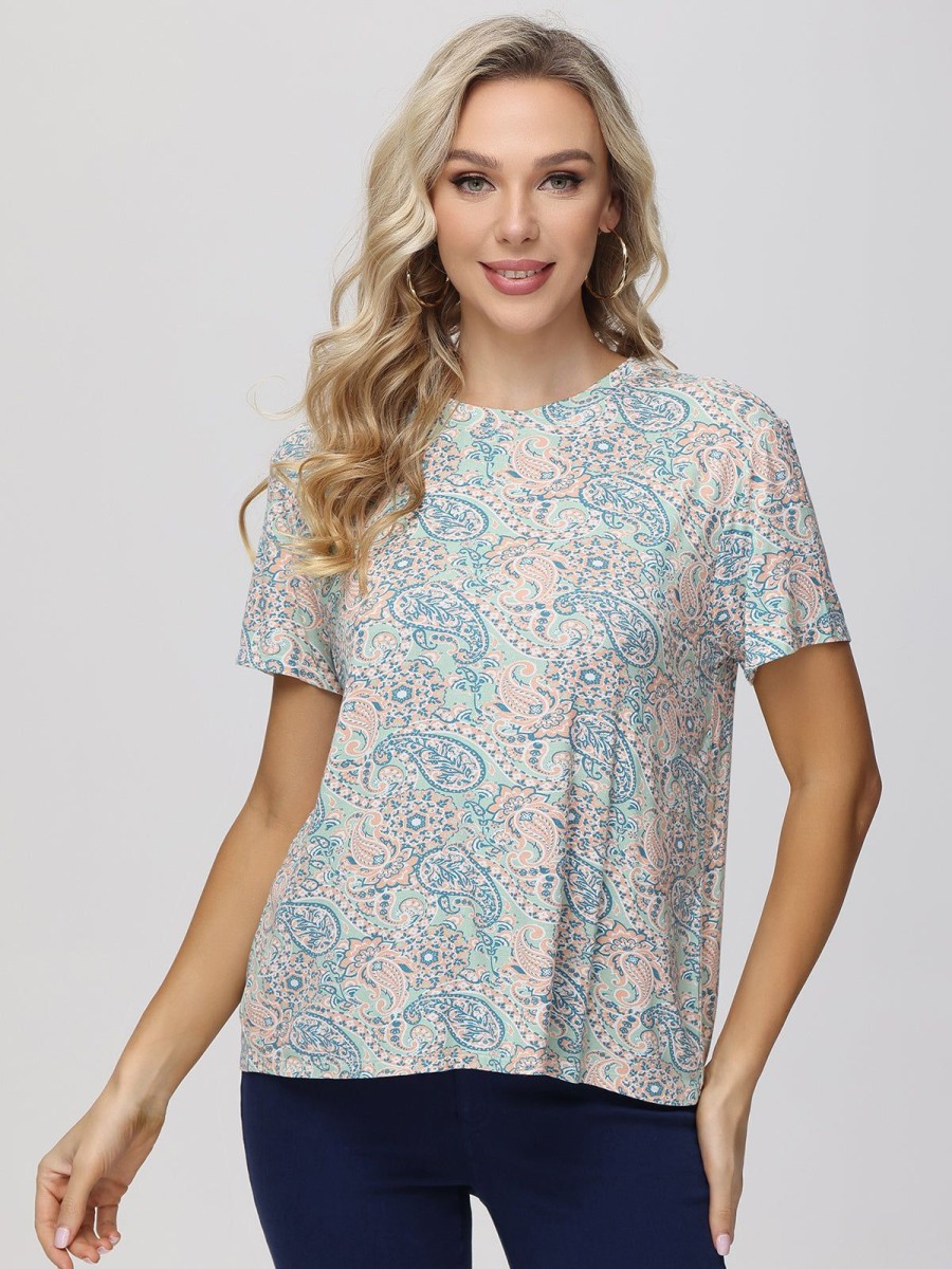 Women 89th + Madison Tops | Paisley Crewneck Tee Four Colorpaisleypaisley