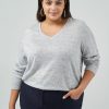 Women 89th + Madison Tops | V-Neck With Lace Knit Top