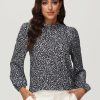 Women 89th + Madison Tops | Puff Sleeve Floral Blouse Black Combo