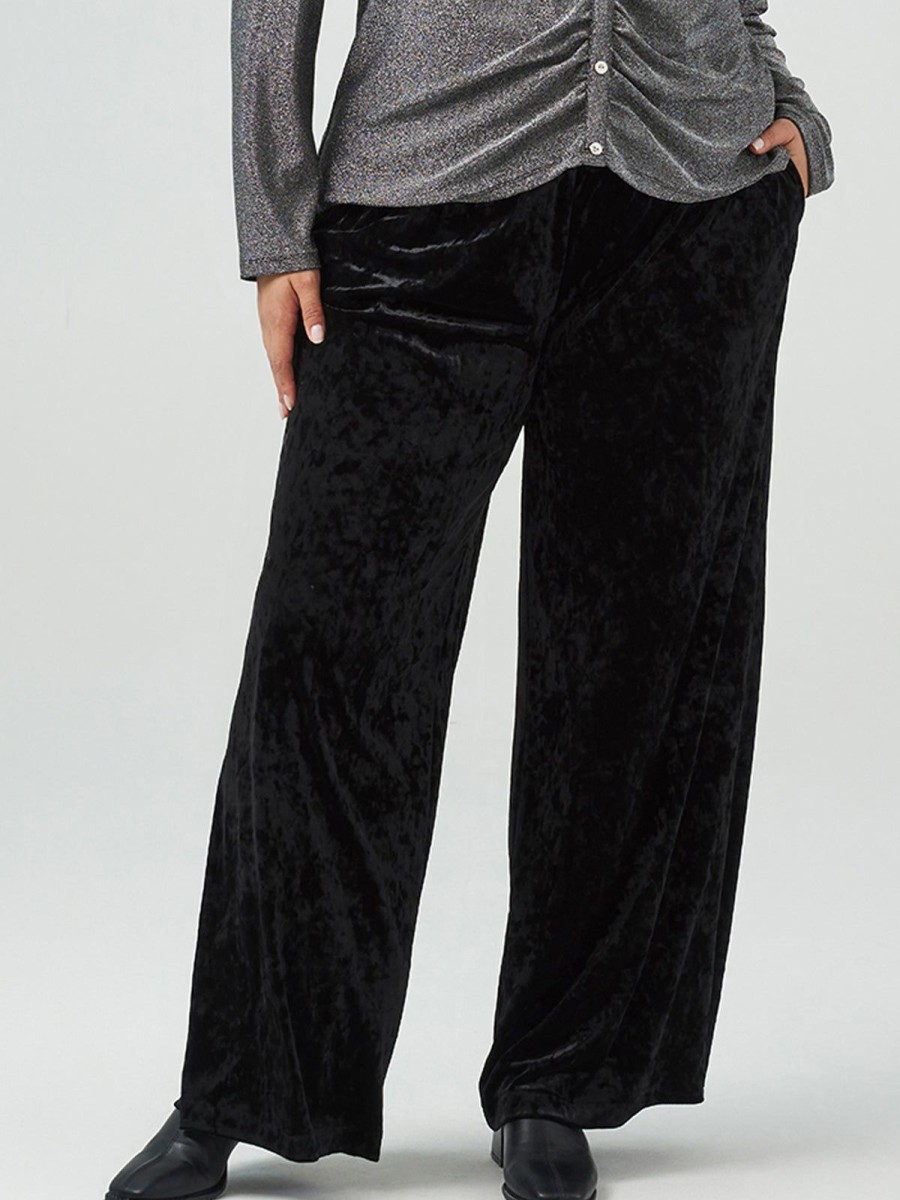 Women 89th + Madison Pants | Mid-Rise Relaxed Velvet Pants Black Beauty