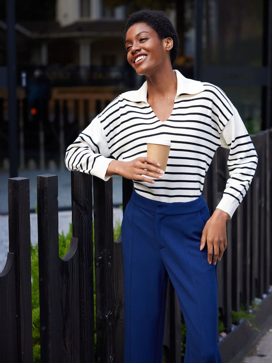 Women 89th + Madison Sweaters & Cardigans | Stripe Polo Pullover