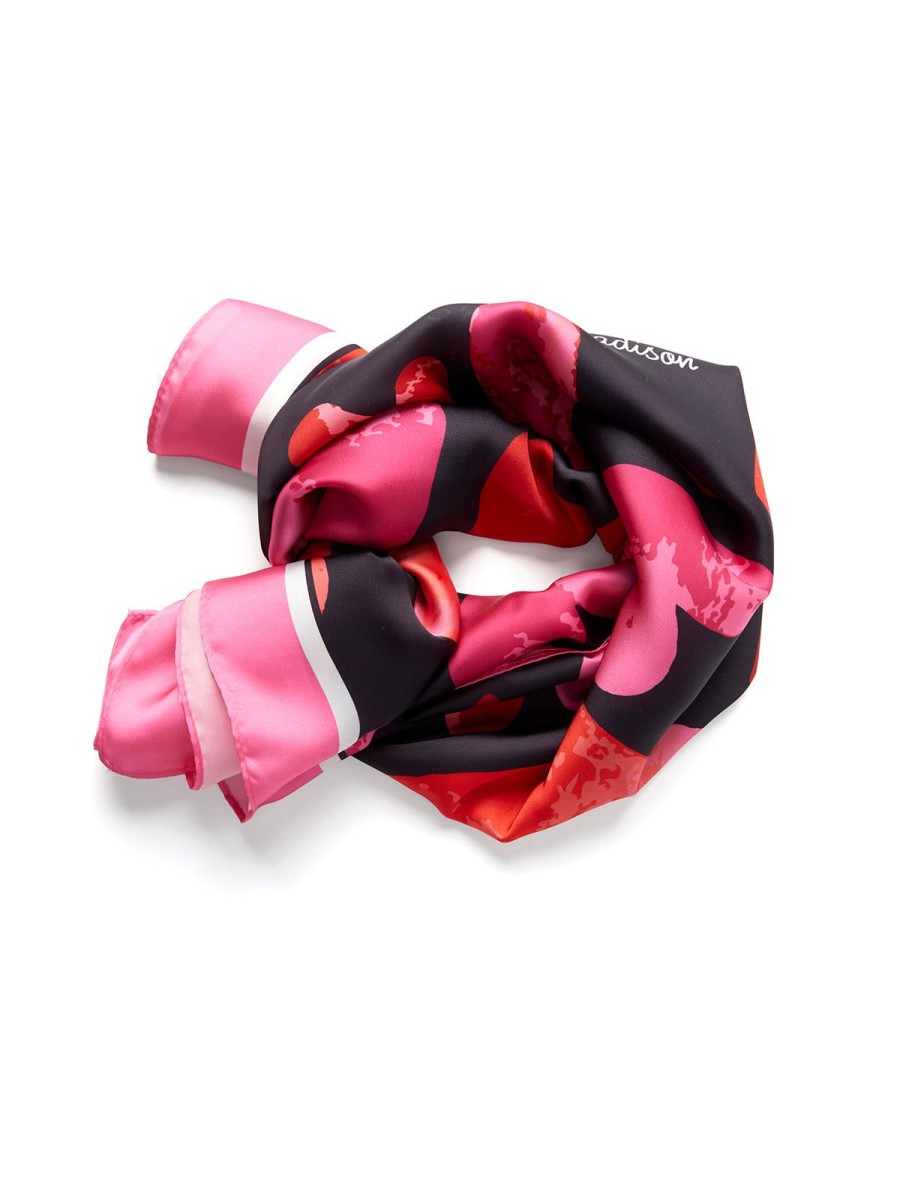 Women 89th + Madison Scarves | Heart Graphic Silk Scarf 89 Pink