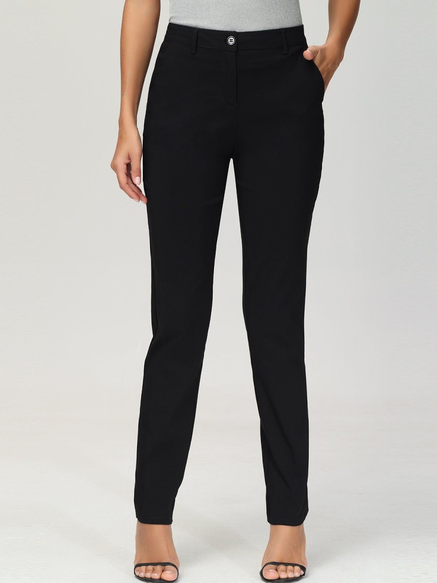 Women 89th + Madison Pants | Twill Stretch Straight Leg Pants Black