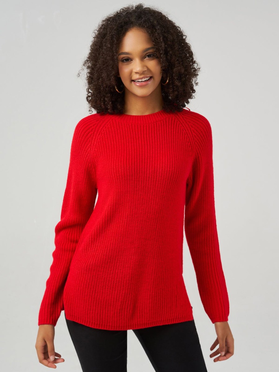 Women 89th + Madison Sweaters & Cardigans | Shaker Crewneck Raglan Sleeve Pullover