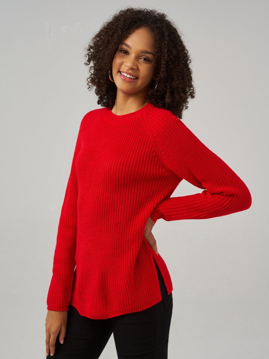 Women 89th + Madison Sweaters & Cardigans | Shaker Crewneck Raglan Sleeve Pullover