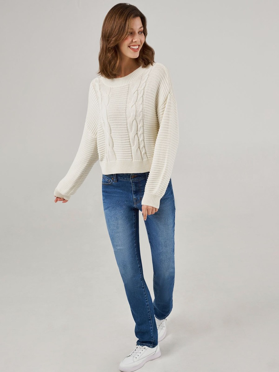 Women 89th + Madison Sweaters & Cardigans | Crewneck Cable Pullover