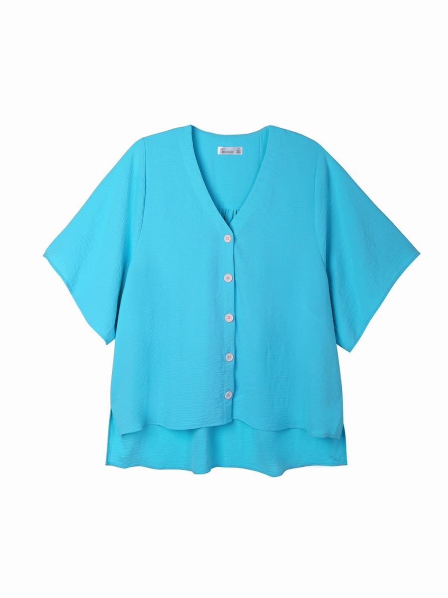 Women 89th + Madison Tops | Button Front Dolman V-Neck Blouse