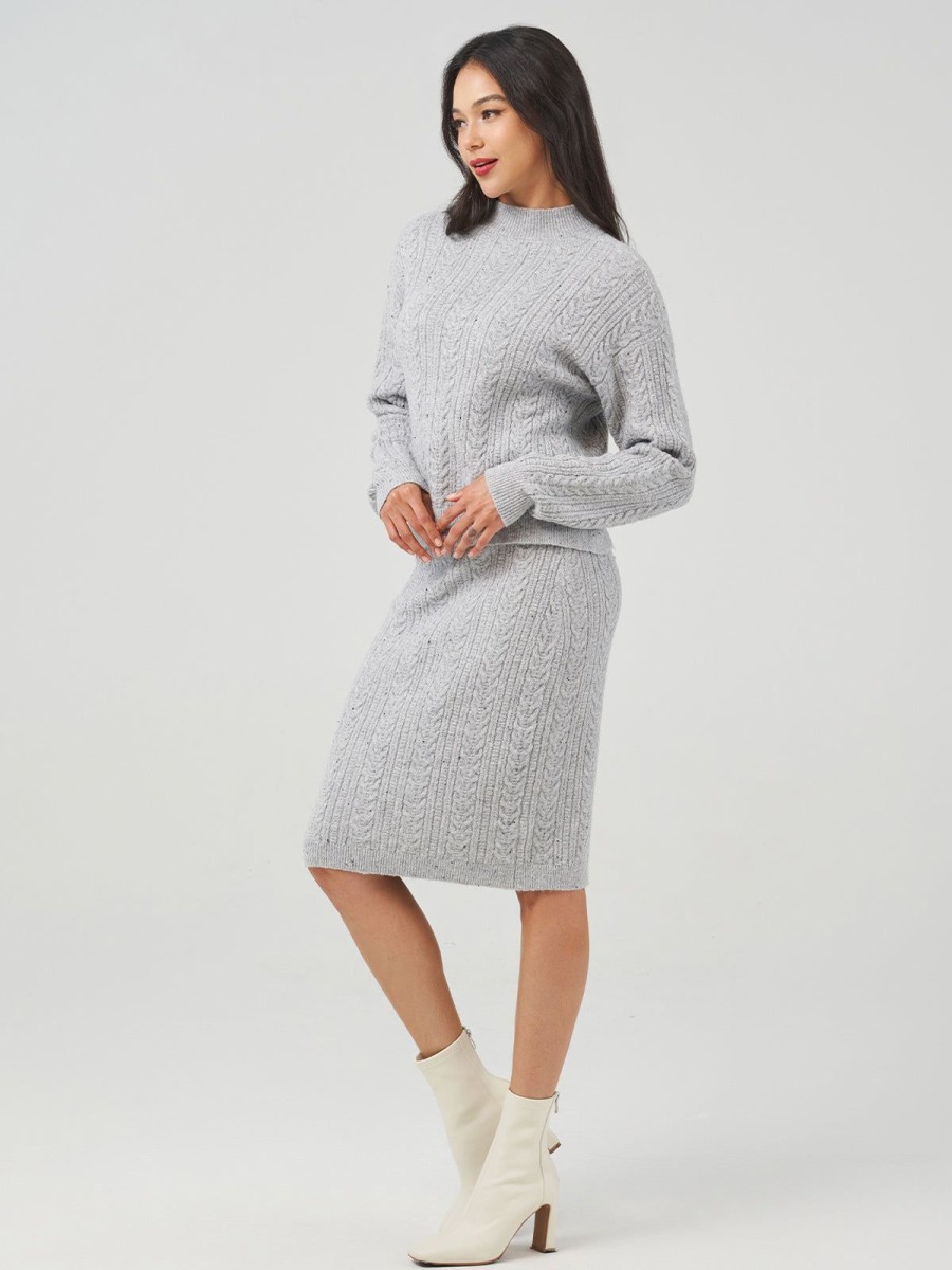 Women 89th + Madison Tops | Cable Mockneck Sweater