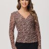 Women 89th + Madison Tops | Zebra Stripe Wrap Top African Zebra Rust Red