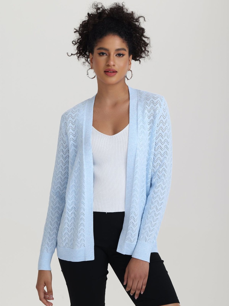 Women 89th + Madison Sweaters & Cardigans | Chevron Pointelle Open Cardigan