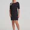 Women 89th + Madison Dresses | Floral Tie Neck Puff Sleeve Dress Tossed Ditsy Black