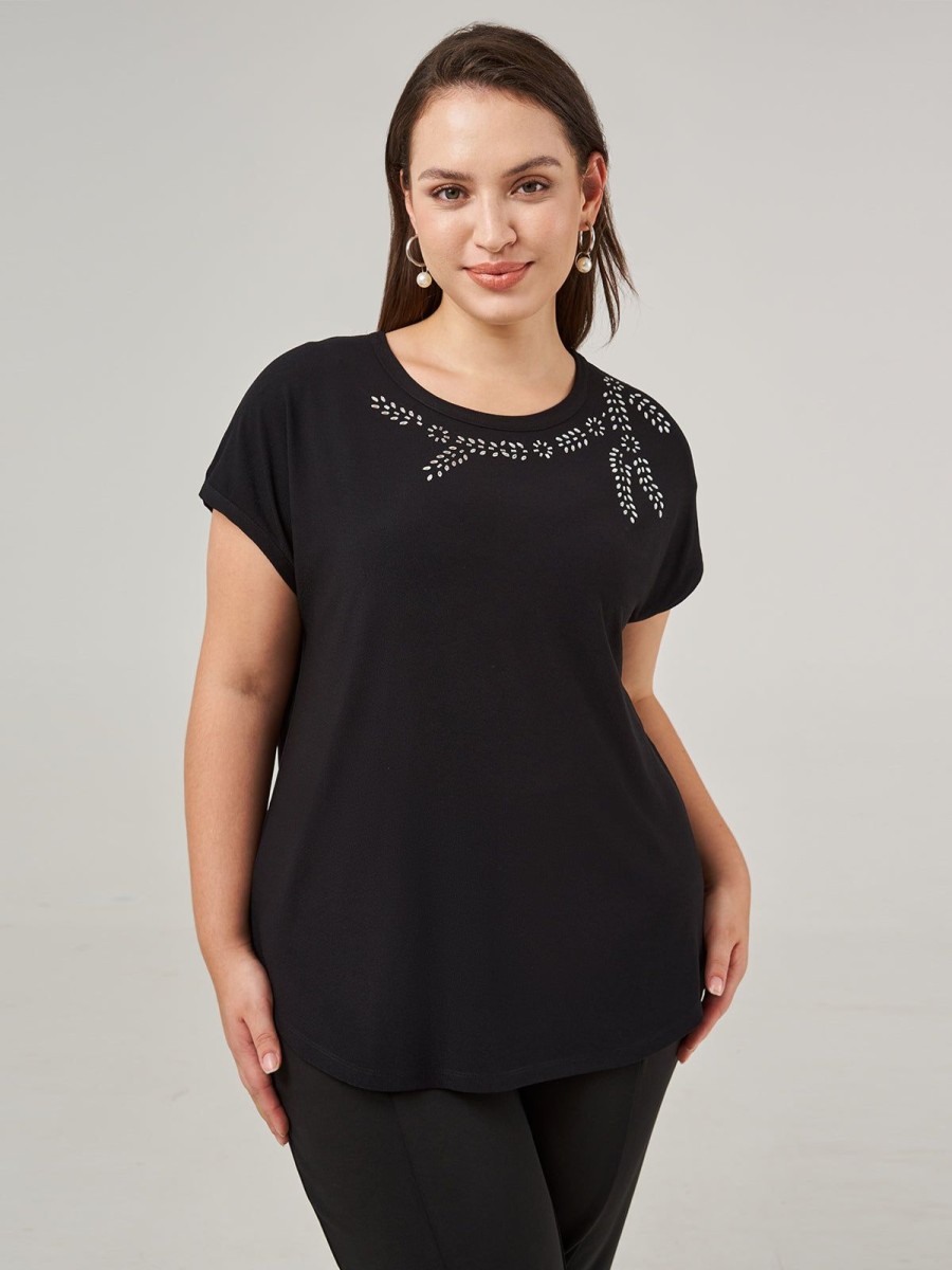 Women 89th + Madison Tops | Jewel Applique Dolman Sleeve Top